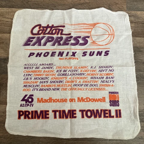 VTG Phoenix Suns Prime Time Towel II 1991 NBA Playoffs KUTP-TV Promo Rah Rag Cover
