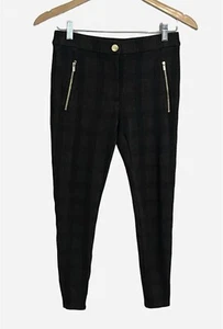 Ann Taylor Hose kariert mittelhoch Gr. 2 grau schwarz goldfarbene Reißverschlüsse klassisch - Bild 1 von 11