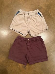 Men’s Chubbies Shorts Lot Of 2 Chino Khaki Brown Flannel Lined Casual Size M