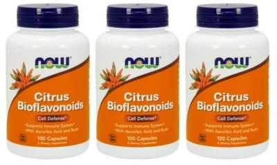 Bioflavonoides cítricos NOW Foods 1400 mg 3X100 cápsulas ácido ascórbico/rutina/kosher Foto 1 de 2