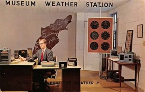 Meteorologe Stu Lewis Museum Wetterstation Stamford, CT Vintage Chrom Postkarte  - Bild 1 von 2