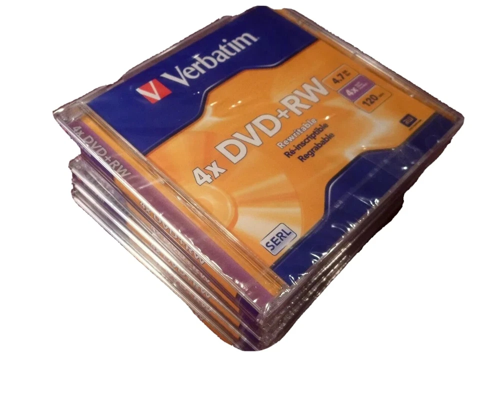 Verbatim DVD+RW Discs 4.7GB 4x Slim Cases Pearl 6/Pack  94839 New Set Lot - Image 1 of 4