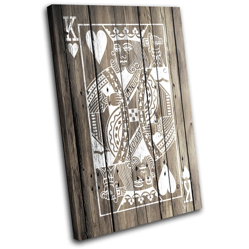 Impresión de imágenes de arte de pared de lienzo único para juegos King of Hearts efecto madera Foto 1 de 1