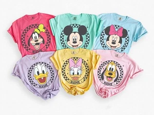 Customize All Disney Characters Checkered Mickey Unisex Adult Kid Tee 660145 - Picture 1 of 10
