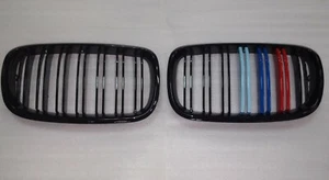 Front Kidney Grille Glossy Black With ///M Color FOR BMW E70 E71 X5 X6 M Style - Imagen 1 de 2