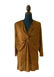 carolyn strauss collection csc studio top womens 1X gold stretchy 3/4 sleeve new - Picture 1 of 8