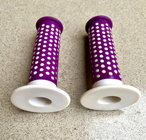 F1 Grips White Dotted Purple Style Old School BMX Bicycle SE GT Redline Taiwan - Picture 1 of 4