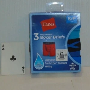 Hanes 3-Pack Boys Tagless Boxer Briefs, Wicking, Solid Colors, Size S/P 6-8 - Picture 1 of 2