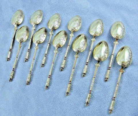 Antique 1867 france Henri CHENAILLER 950 Sterling Silver 12 coffee- tea  Spoon Cover