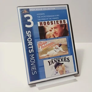 3 Sports Movies: Hoosiers, Jackie Robinson, Pride of the Yankees DVD New Sealed - Picture 1 of 7