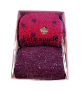 Kate Spade Women's Socks Cozy Crew 2-Pack Size 4-10 Red w/ Polka Dots Purple NEW - Picture 1 of 8