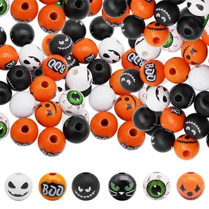 30 Stck. Gemischt Holz Halloween Perlen Geist Design Perlen Schmuck Zum Selbermachen Herstellung Fundstücke - Bild 1 von 4