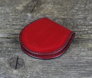 Portafoglio portamonete in pelle, portamonete rosso, portamonete, portafoglio sottile. - Foto 1 di 8