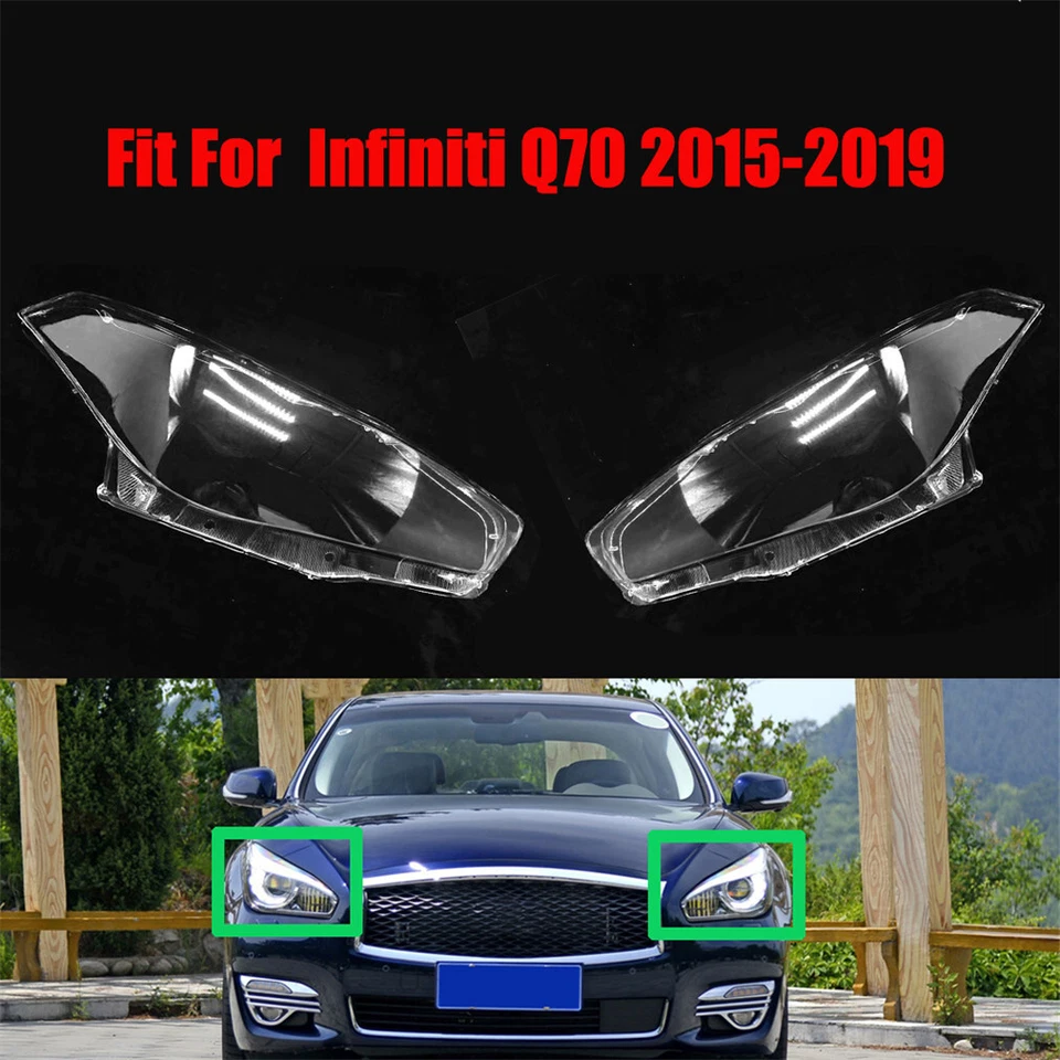 Cubierta de lente de faro lado izquierdo derecho para Infiniti Q70 2015-2019 2 piezas Foto 1 de 4