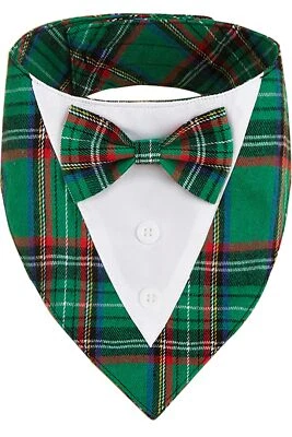 Esmoquin Navidad Perro Bandana Rojo Cuadros Perro Navidad Esmoquin con Pajarita Ajustable... Foto 1 de 4