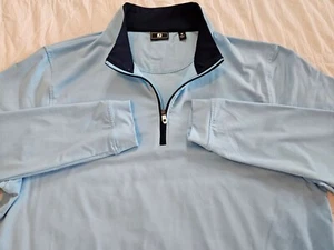 FJ Men's Size M Medium 1/4 Zip Golf Pullover Long Sleeve Jacket Light Blue BX6 - Picture 1 of 19