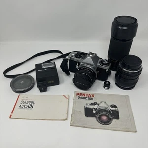 Pentax ME SUPER Set w/ Lenses, Flash, Instructions and Bag - Vintage Camera - Picture 1 of 24