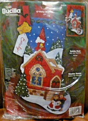2003 Bucilla Plaid 18” Christmas Felt Stocking Kit #84959 “O’ Holy Night” - Image 1 of 4