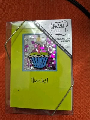 New RAZZLE DAZZLES Cupcake Shaker Set/8 Blank Thank You Note Cards/ Envelopes - Image 1 of 4