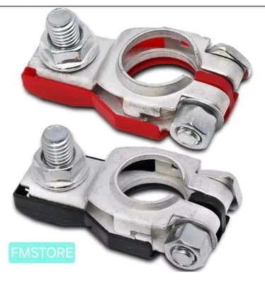 2 X MORSETTI STANDARD PER BATTERIA AUTO POSITIVO e NEGATIVO COPPIA UNIVERSALI - Image 1 of 4