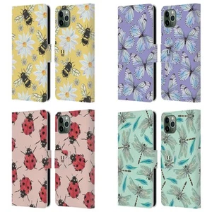 HEAD CASE WATERCOLOUR INSECTS LEATHER BOOK CASE & WALLPAPER FOR APPLE iPHONE - Picture 1 of 10