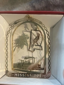 Vintage Mississippi Nations Treasures 24KGold State Ornament. Neu im Karton - Bild 1 von 7