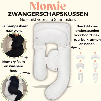 Momie 5-in-1 Pregnancy Pillow 180x80cm - Beige Bubble Nursing Pillow - Image 1 of 4