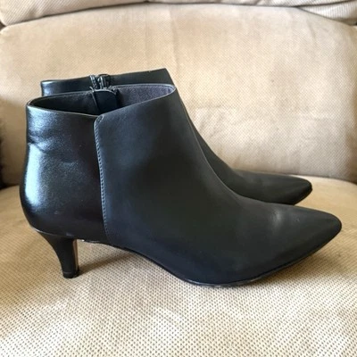 Clarks LINVALE черный кожаный ботинок стороны молнии котенок каблук женщин sz 9 - Изображение 1 из 4