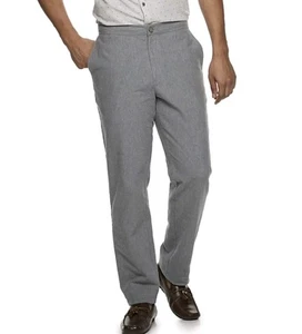 Men's Marc Anthony Pants Mens Sz L Grey Elastic Back Linen Blend Slim Fit Pants - Picture 1 of 16