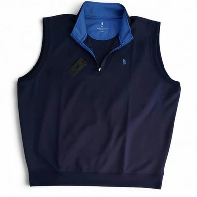 Mount Vernon Country Club Fairway Greene Caves Solid 1/4 Zip Vest NEW Blue 3XL - Image 1 of 4