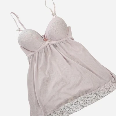 Camisón sin cordones Jessica Simpson lencería púrpura claro de peluche Foto 1 de 2