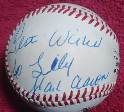 HANK AARON *Auto* Moderately Toned National League Baseball - Braves - Image 1 of 4