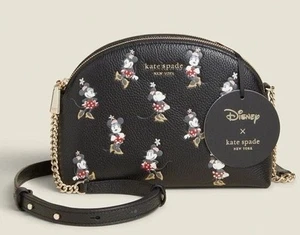 Auténtico Bolso Bandolera Kate Spade Disney Minnie Mouse Cuero Negro Doble Cremallera - Imagen 1 de 14
