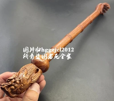 Herramienta de cuidado de la salud masaje picazón rascador espalda pez dragón tallado en madera Hua Li Foto 1 de 4
