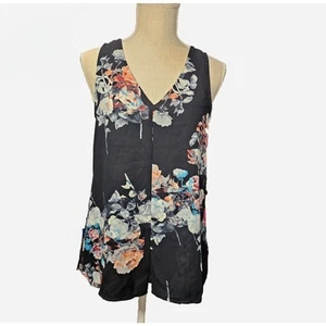 Daniel Rainn Sleeveless Blouse Womens Sz Small Floral Split Front Tank Top - Picture 1 of 9