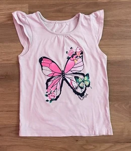 George Short Cap Sleeve T-Shirt Girls 2-3 Years Pink Butterfly Design 100%Cotton - Picture 1 of 4