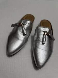 Women’s Hush Puppies Bounce Silver Flat Heel Slip On Slides/ Sandals Size 7.5 - Picture 1 of 12