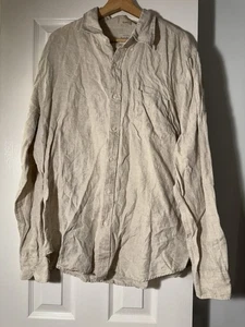 Camicia J.Crew Baird McNutt in lino irlandese con colletto taglia XL con bottoni autunno transizione - Foto 1 di 7