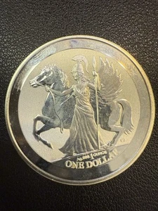 2017 $1 British Virgin Island Pegasus moneta prova inversa 1 oncia .999 argento-J29904 - Foto 1 di 2