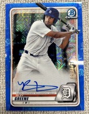 2020 Bowman Chrome Mega Box Riley Greene Blue Mojo Refractor Auto #142/150 RC