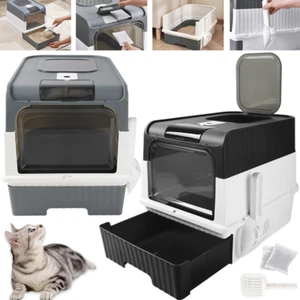2024 Large Cat Litter Box Self Cleaning Pan Drawer Anti-Splashing Cat Potty Tray - Picture 1 of 22