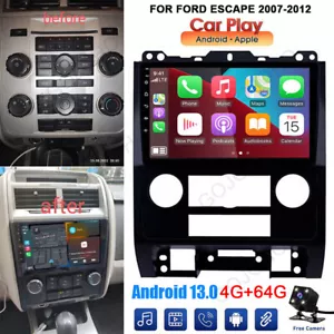 4G+64G FOR 2007-2012 FORD ESCAPE ANDROID 13.0 CAR GPS NAVI CARPLAY STEREO RADIO - Picture 1 of 20