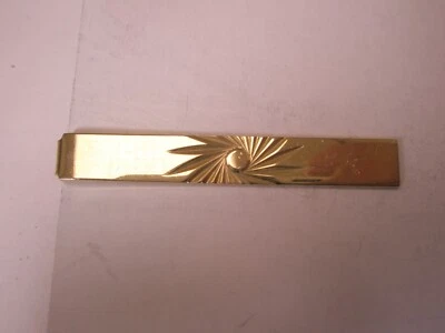 Clip de barra de corbata vintage tono dorado diseño espiral corte diamante 1-7/8" Foto 1 de 4