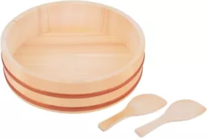 Japanische Holz Sushi Oke Hangiri Reis Wanne Paddel Bambus Matten Set aus Japan - Bild 1 von 2