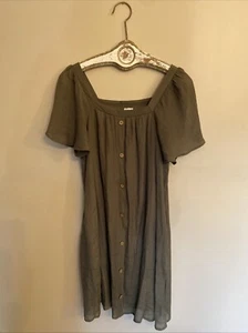 Naif women's M Brown dress Boho flowy loose casual Short sleeve Rayon Button - Picture 1 of 9