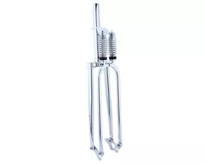 26" Dual Spring Disc Option Fork 1 1/8" Threadless Bicycle Cruiser Fork CHROME. - Picture 1 of 1