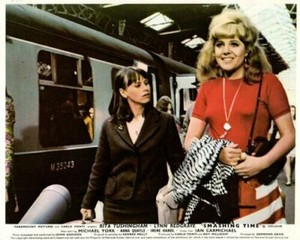 SMASHING TIME ORIGINAL BRITISH LOBBY CARD LYNN REDGRAVE RITA TUSHINGHAM TRAIN
