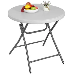 32Inch Round Folding Table Plastic Dining Utility Table Furniture Outdoor Indoor - Picture 1 of 21