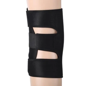 Black Knee Support Brace Adjustable Hook and Loop Straps Compression Sleeve - Picture 1 of 12