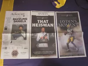 LSUs JAYDEN DANIELS HEISMAN TROPHY BR NEWSPAPER LOT...SAT PREVIEW..SUN WINNER 👀 - Picture 1 of 12